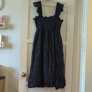 Black Plaid Ruffle Strap Dress